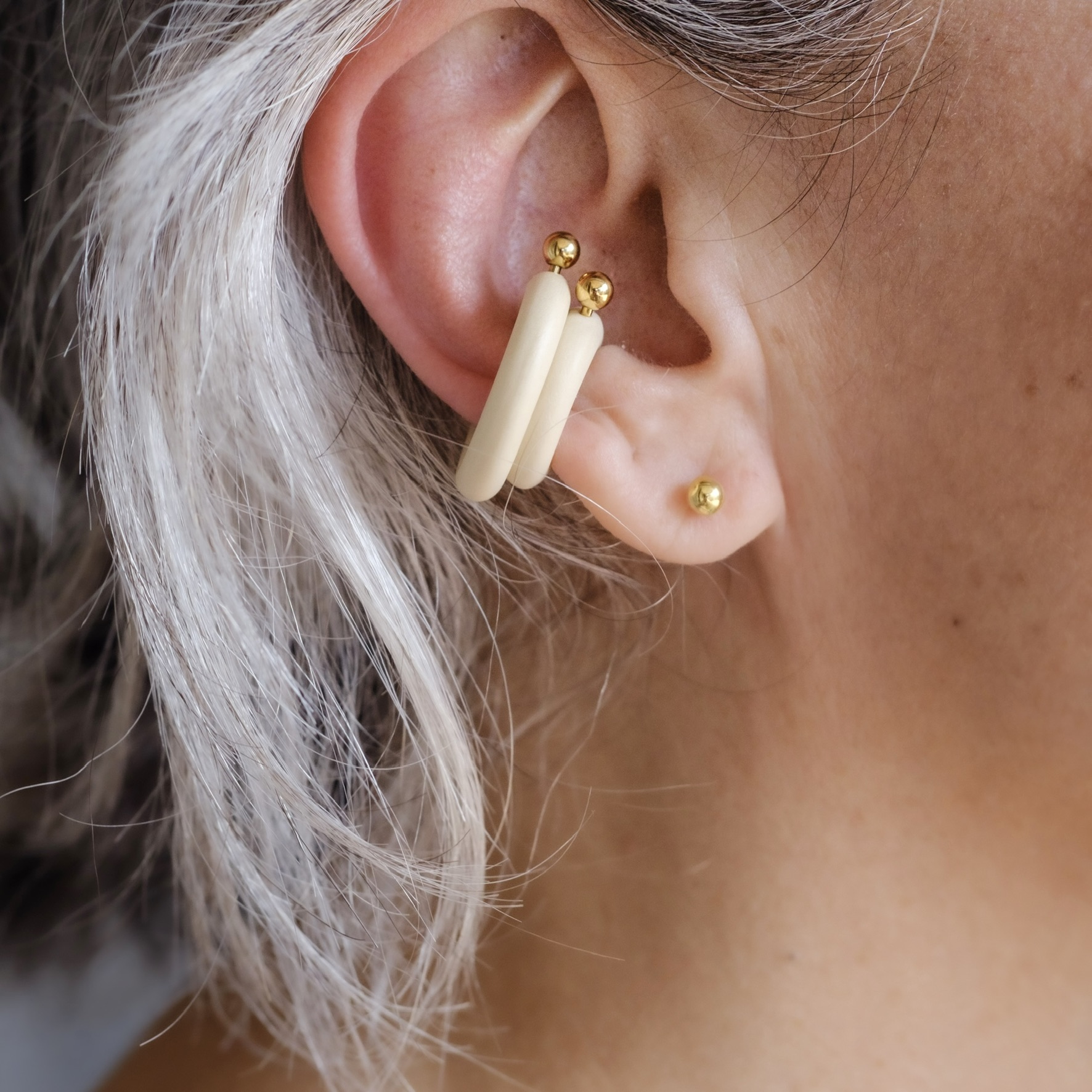 SET DUO CUFF. Bio-based resin. Yvory. Gold