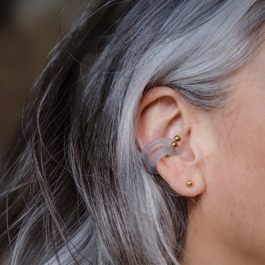 SET DUO EAR CUFFS. Bio-based Resin · Ice Blue · Gold